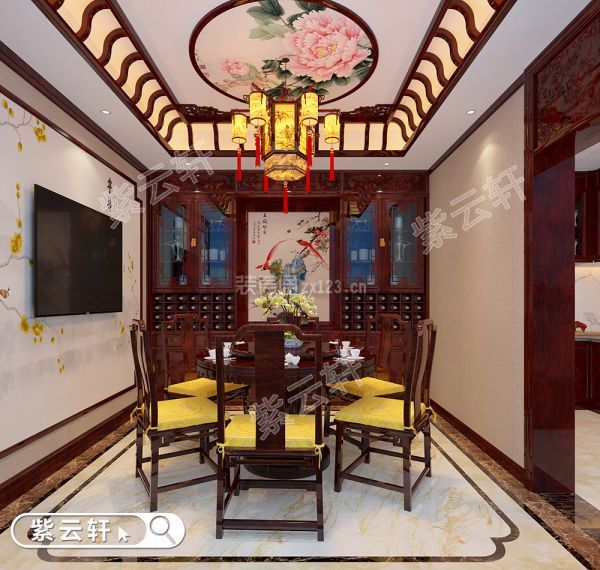 紫云轩中式别墅设计装修餐厅