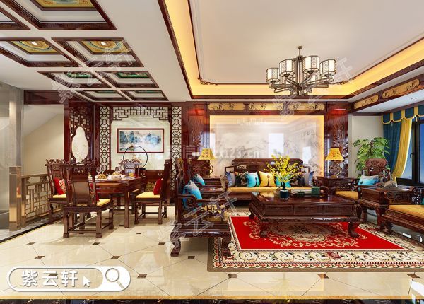 紫云轩别墅餐厅中式装修设计图