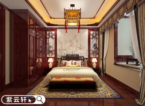 中式别墅装修卧室效果图