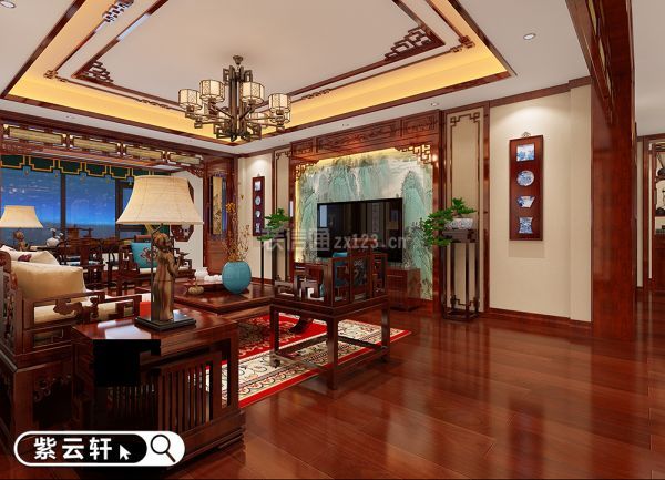 别墅客厅传统中式装修设计图