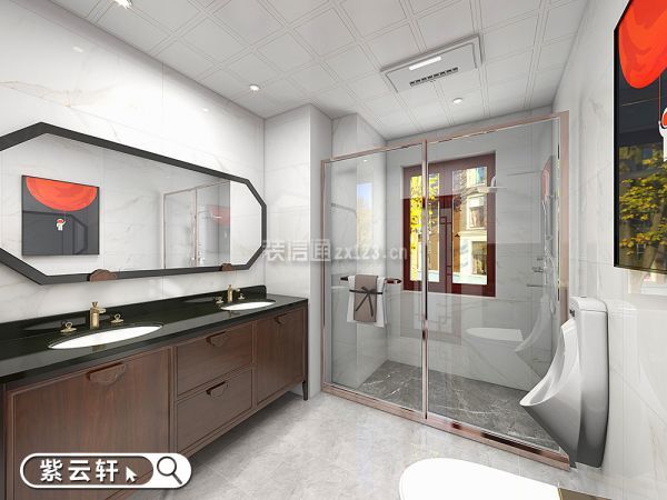 别墅卫浴室中式装修设计图