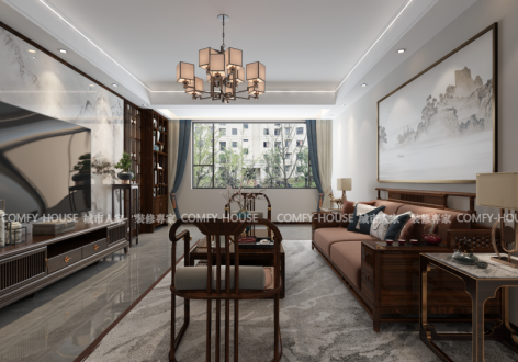 毛胡同150㎡新中式风格四居室装修案例
