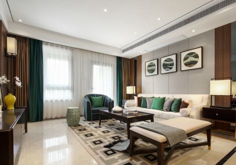 广州融创文旅城新中式风格104平米三室两厅装修案例