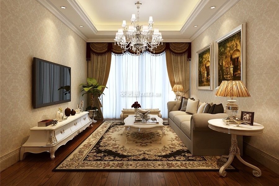 欧式客厅装修效果图片 欧式客厅过道吊顶效果图 欧式客厅沙发背影墙