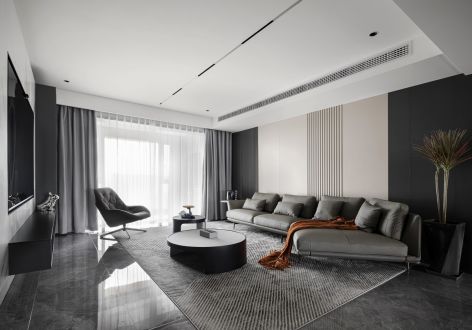 龙湖清能天曜现代风格140平米三居室装修案例