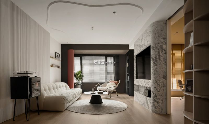 景瑞天赋滨江现代风格132平米三居室装修案例
