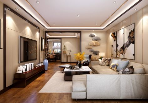 巴中碧桂园中式风格148平米三居室装修案例