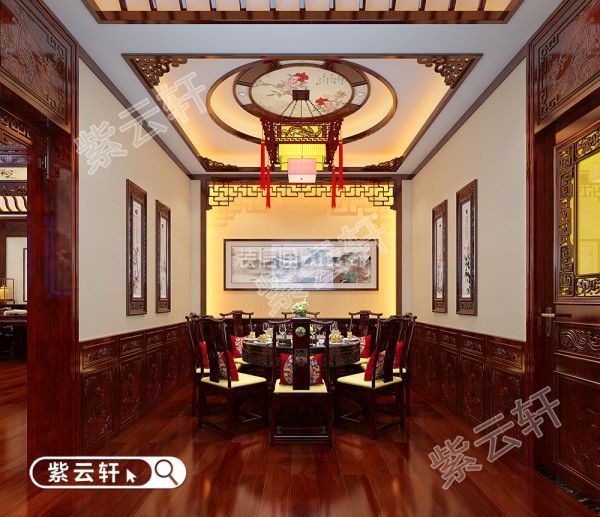 中式别墅餐厅装修实景图