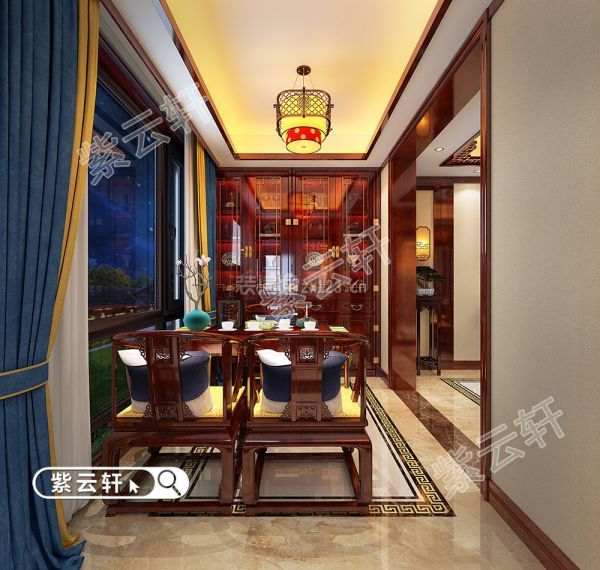 紫云轩别墅茶室中式装修实景图