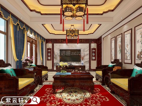 中式别墅客厅装修图