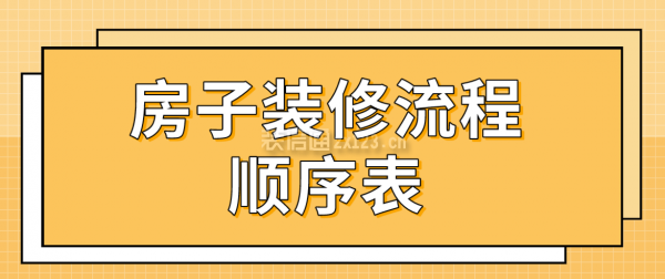 房子裝修流程順序表