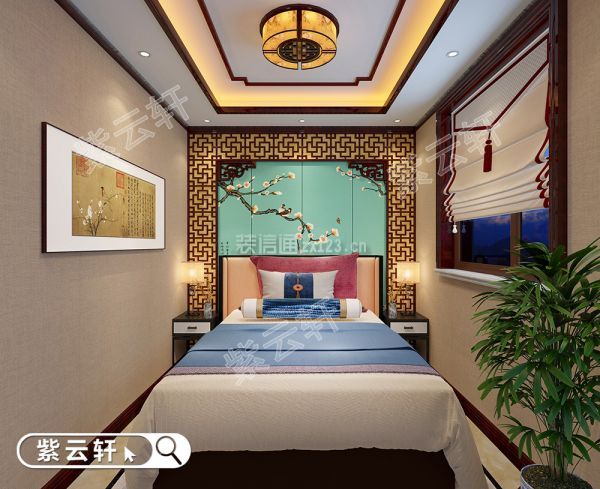 中式自建别墅卧室装修效果图