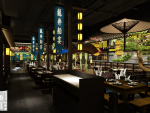 绿茶 品牌连锁餐厅520平新中式风格装修案例