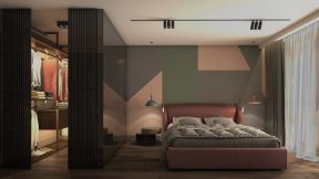 主卧室衣橱装修效果图 卧室背景墙图现代