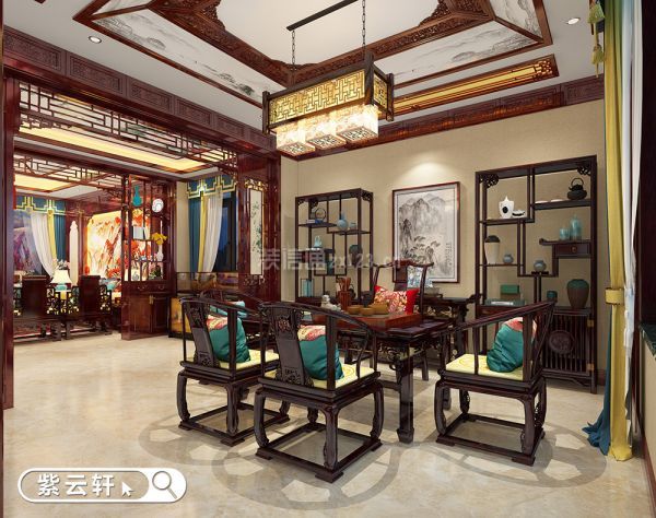 紫云轩中式装修效果图-茶室