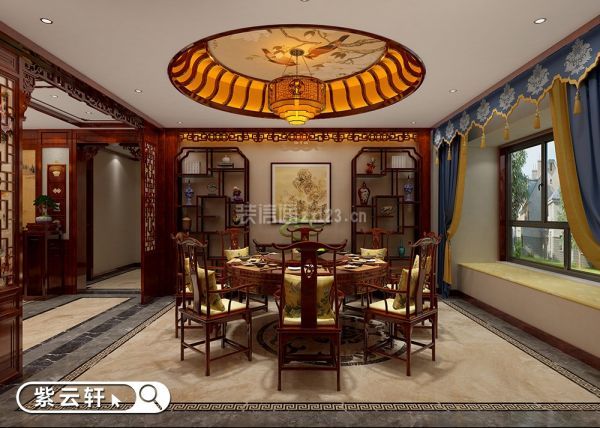 紫云轩复式别墅中式装修设计图-餐厅