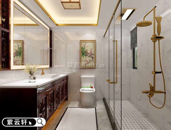 紫云轩复式别墅中式装修设计图-卫浴室