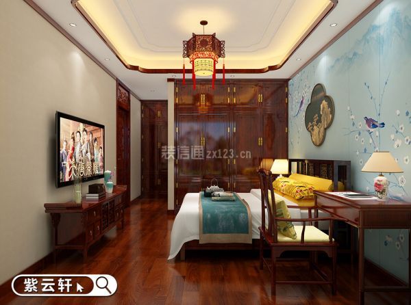 紫云轩复式别墅中式装修设计图-卧室