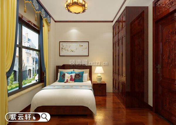 紫云轩复式别墅中式装修设计图-卧室