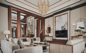 上海新中式别墅客厅装潢设计图