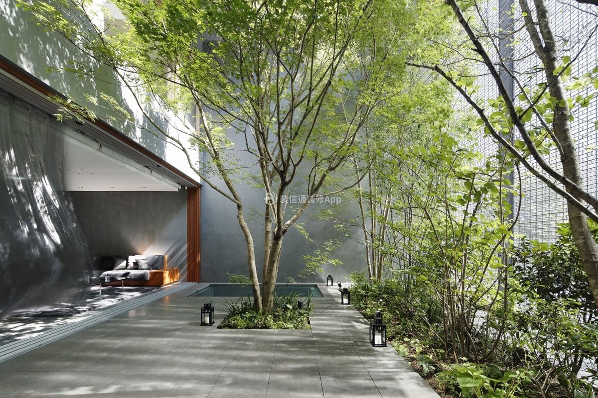 上海别墅现代清新自然庭院设计效果图