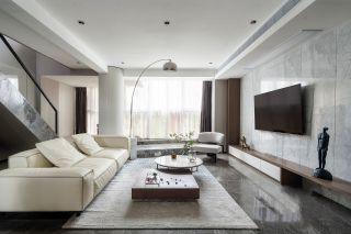 上海别墅现代客厅装潢布置实景图