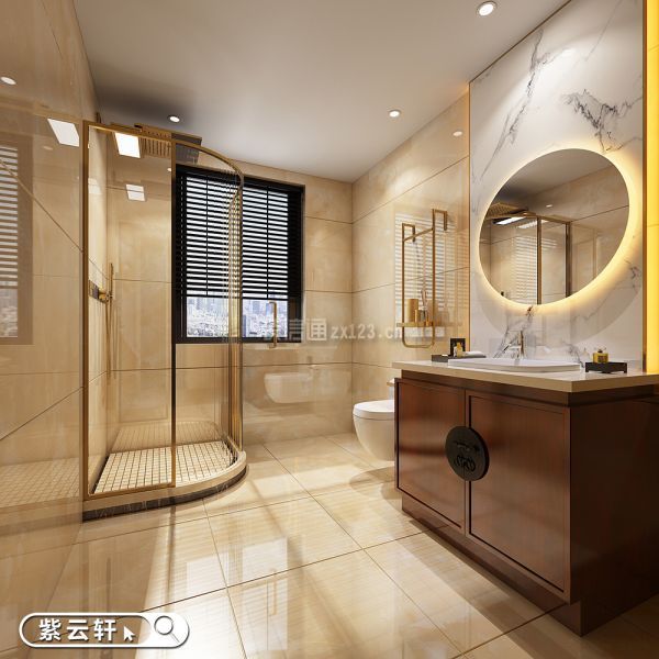 家居中式装修设计图-卫浴室