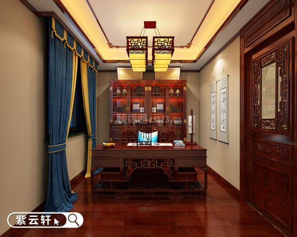 中式别墅装修设计图-书房
