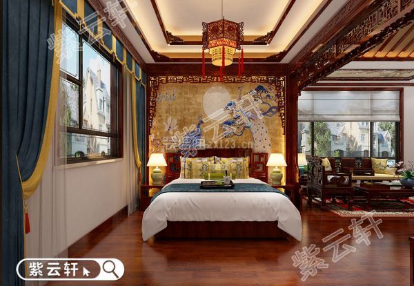 中式装修别墅卧室效果图