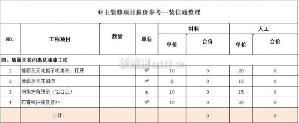 家裝報(bào)價(jià)表5