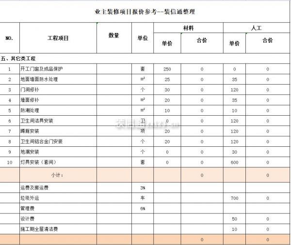  家裝報(bào)價(jià)表6