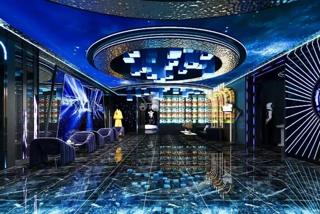 上海时尚KTV绚烂大厅装修设计效果图
