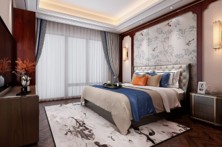 上海老洋房中式卧室装修设计效果图