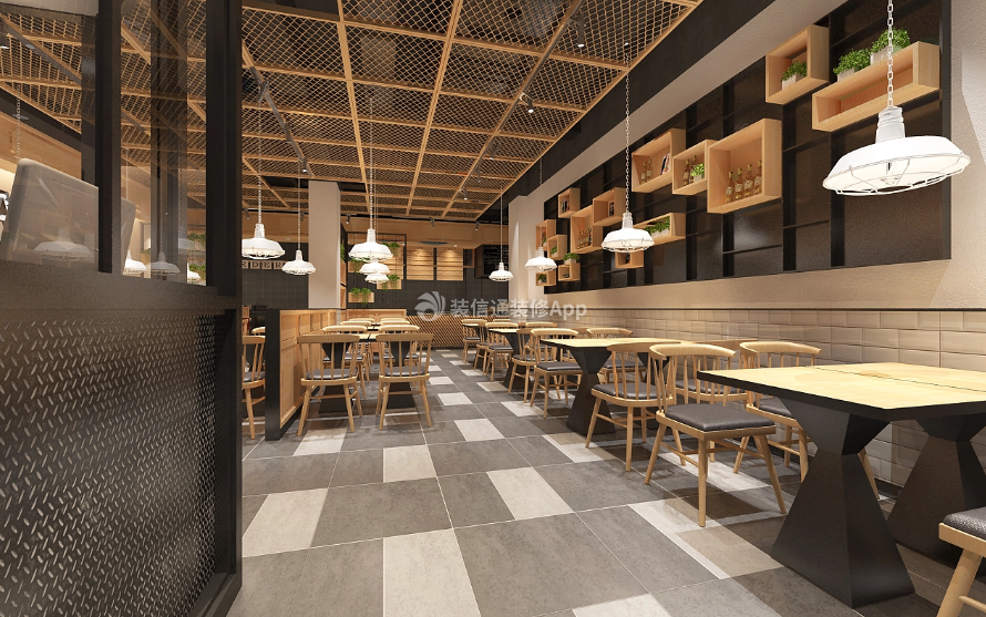 杭州餐饮店铺室内地板装修设计图