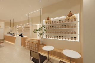 杭州小众奶茶店铺装修设计效果图