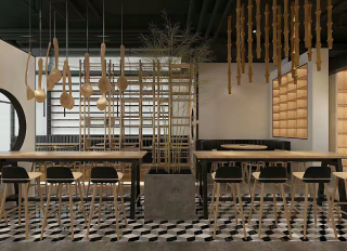 杭州餐饮店铺室内吊顶装饰装修效果图
