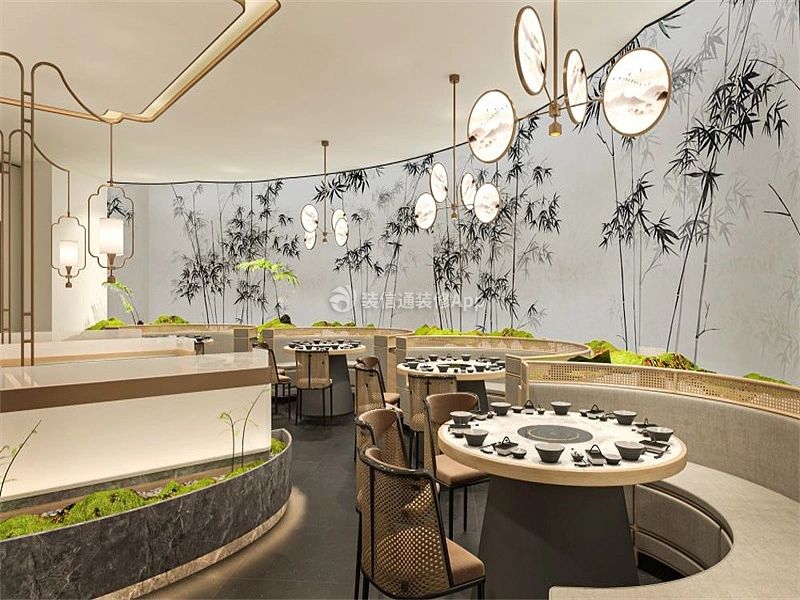 杭州餐厅中式背景墙装修装潢效果图
