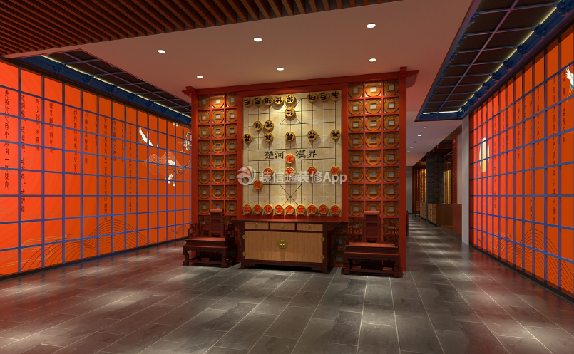 杭州餐馆迎宾墙装修设计效果图