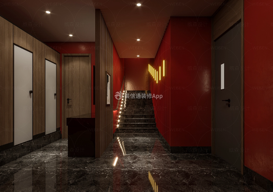杭州餐厅楼梯过道装修装潢效果图