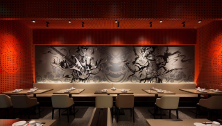 杭州餐厅国潮背景墙装修装潢效果图