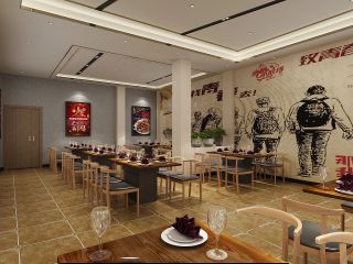 杭州餐馆背景墙装修设计效果图