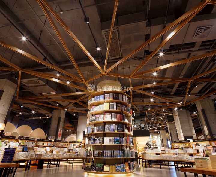 杭州书店承重柱创意装修设计效果图