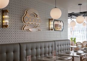 杭州360平米茶餐厅背景墙装修设计效果图
