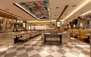 杭州360平米茶餐厅吊顶装修设计效果图