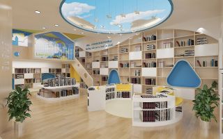 杭州430平米书店大厅吊顶装修设计效果图