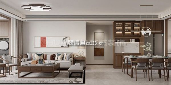 中海九樾128㎡新中式风格三室两厅装修案例