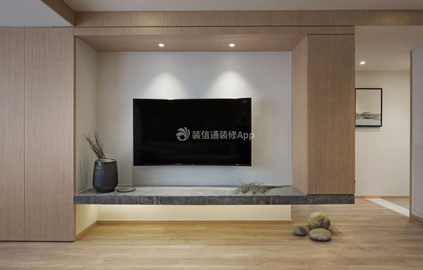 新中式现代客厅背景墙装修设计效果图