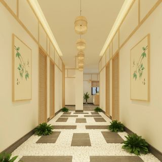 杭州美容院走廊日式装潢效果图