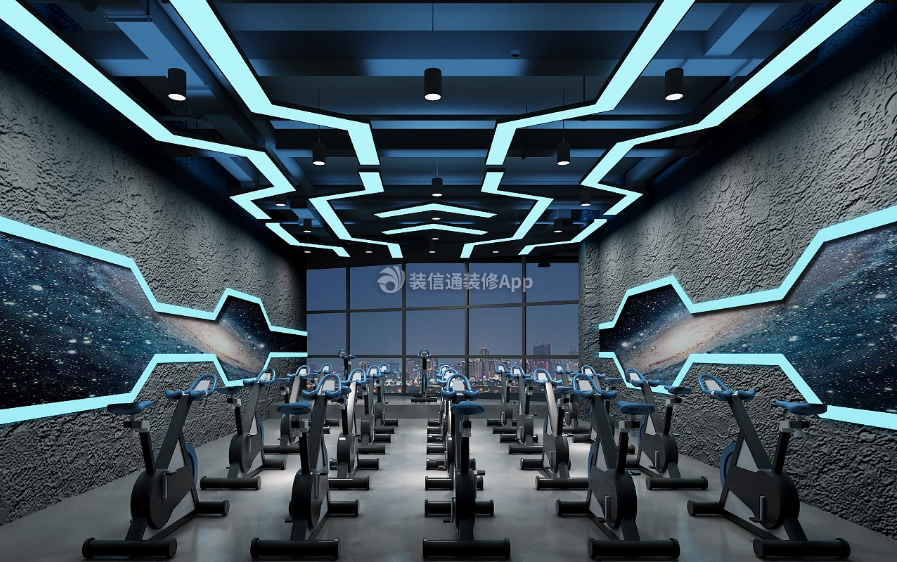杭州1500平米健身中心室内吊顶装修装饰案例