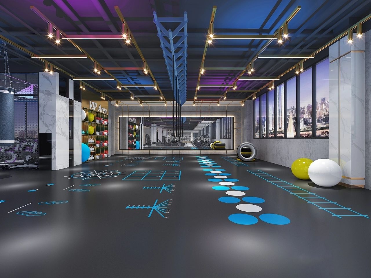 杭州健身中心瑜伽室地板装修案例图